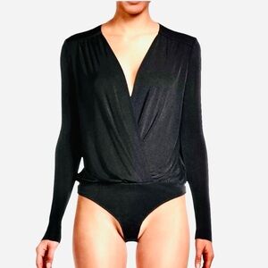 Intimately Free People Black Faux Wrap Bodysuit Women’s Size Small